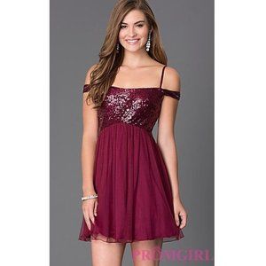 Windsor Sequin & Tulle Glam Burgundy Dress